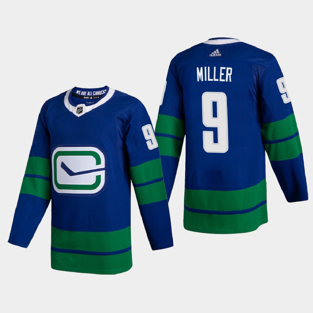 Vancouver Canucks 9 JT Miller Men Adidas 2020 Authentic Player Alternate Stitched NHL Jersey Blue